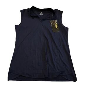 TBY tennis/golf top y neck sleeveless golf tennis color navy blue S NWT